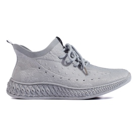 SHELOVET Adidași din material textil gri SHELOVET Adidași din material textil gri