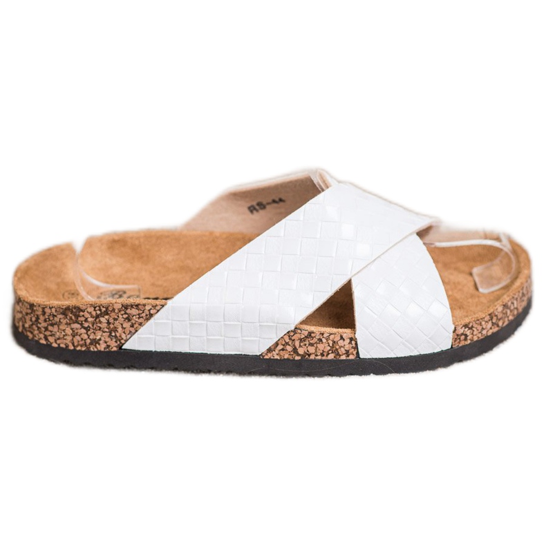 Bona Papuci confortabili din piele ecologică alb