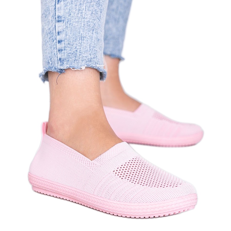 Adidași de culoare roz adânc Slip On ajurat