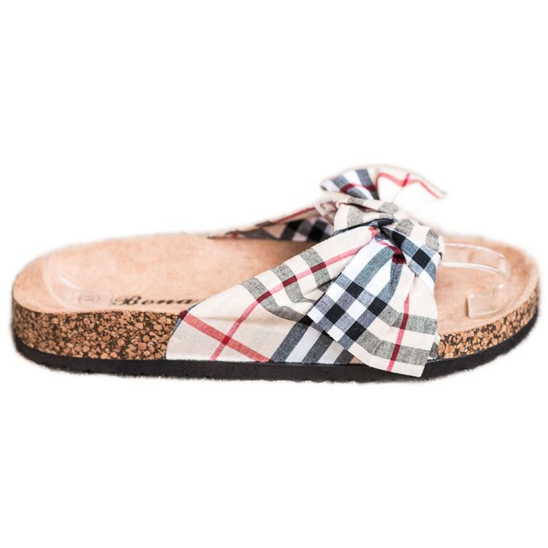 Bona Papuci cu arc cu carouri multicolor