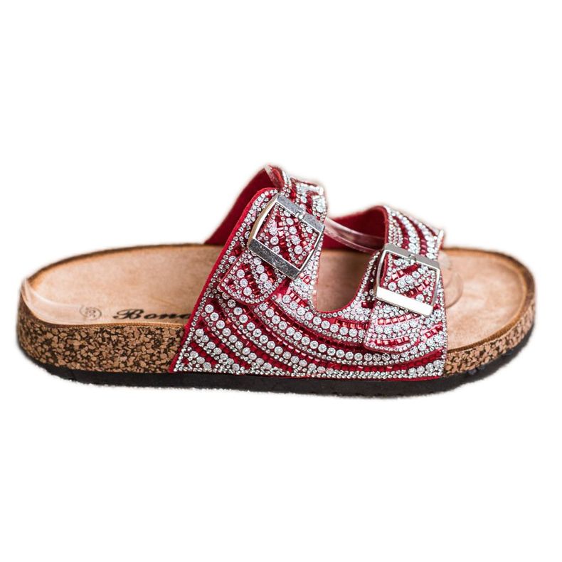 Bona Papuci eleganți cu cataramă roșu Bona Papuci eleganți cu cataramă roșu