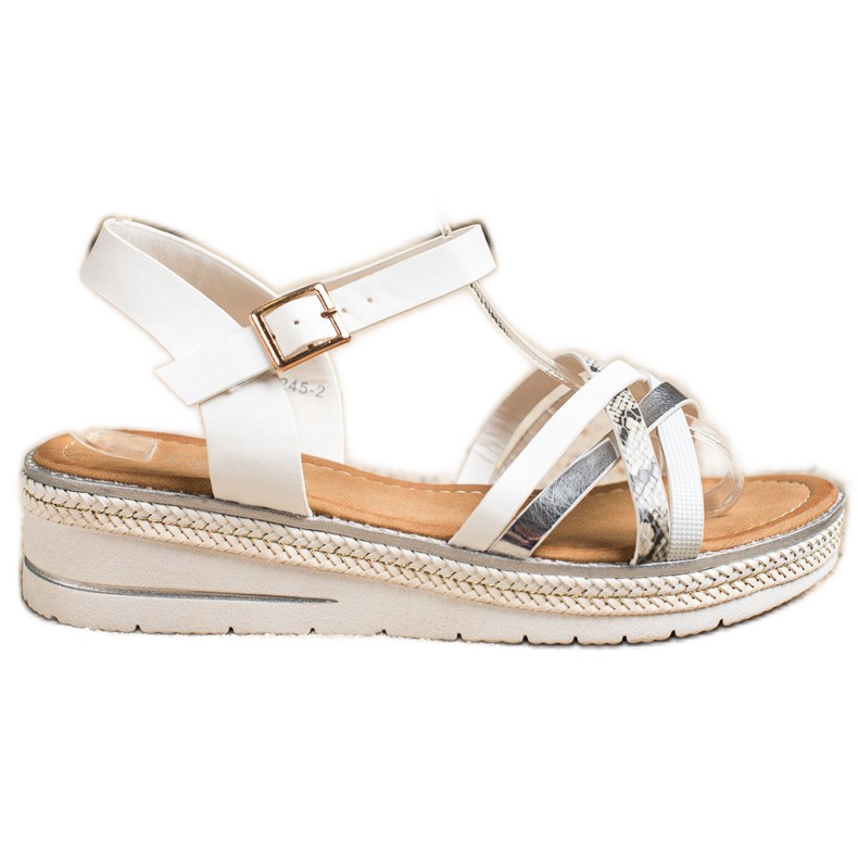 Groto Gogo Sandale la modă pe o pană joasă alb Groto Gogo Sandale la modă pe o pană joasă alb