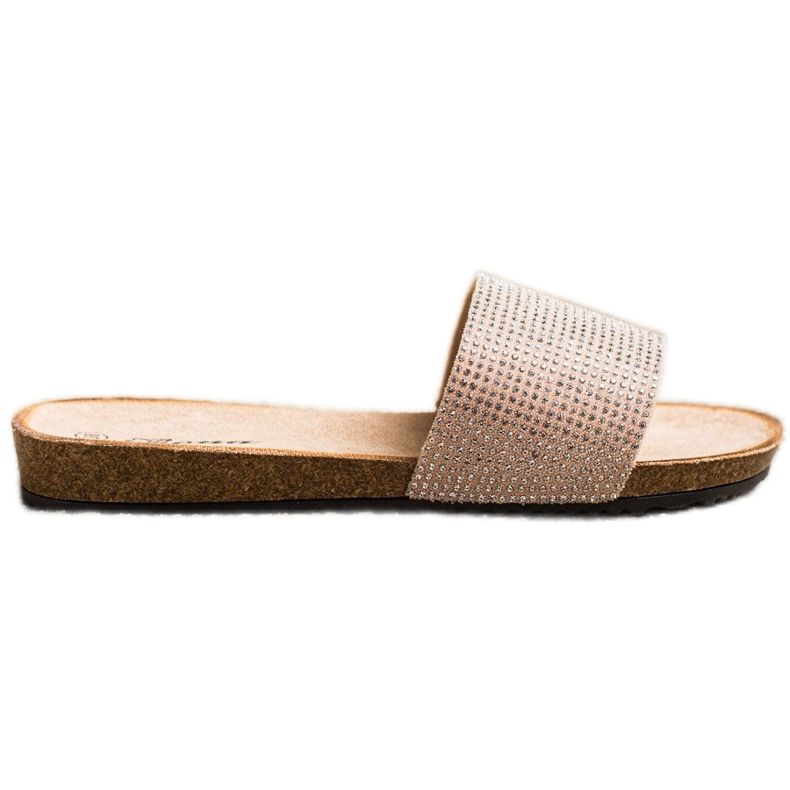 Bona Papuci eleganți cu zirconiu cubic roz