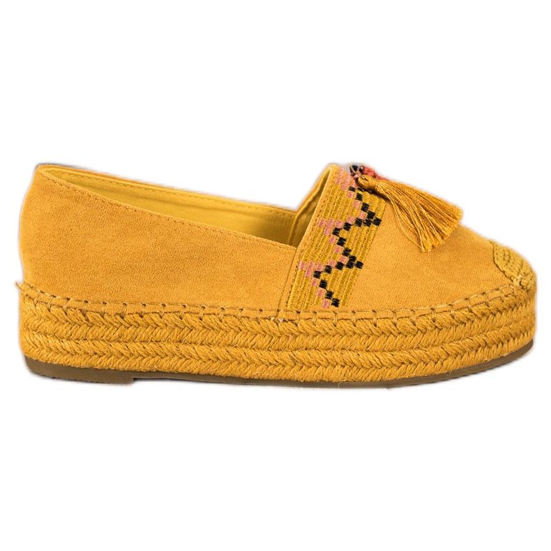 Coura Espadrile din piele de căprioară cu franjuri galben Coura Espadrile din piele de căprioară cu franjuri galben