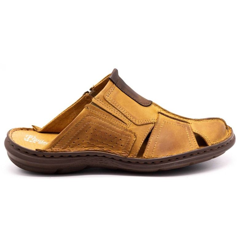 Polbut Papuci bărbați din piele 312 roșii multicolor portocale Polbut Papuci bărbați din piele 312 roșii multicolor portocale