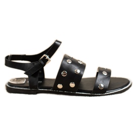 Goodin Sandale negre cu pietre de stras negru Goodin Sandale negre cu pietre de stras negru