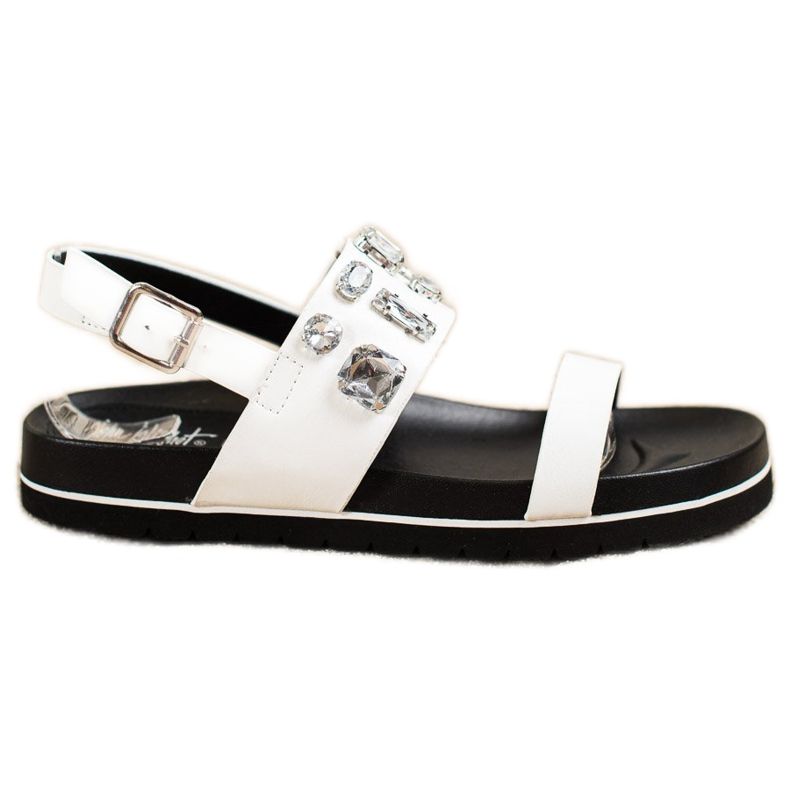 SHELOVET Sandale albe cu cristale