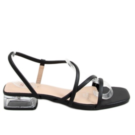 Sandale pe toc transparent negru TU161P Negru Sandale pe toc transparent negru TU161P Negru