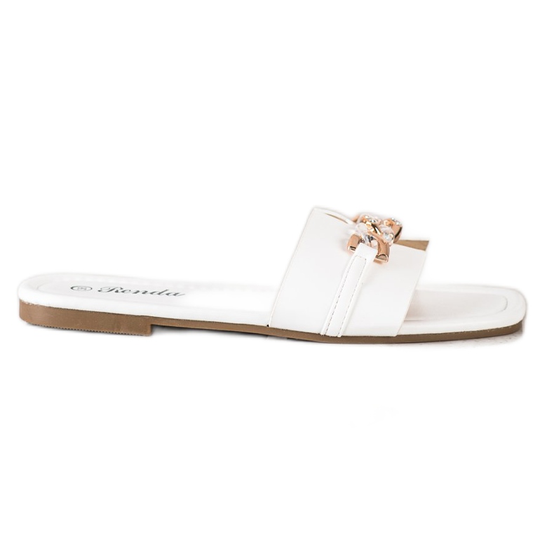 Renda Papuci eleganti cu ornament alb