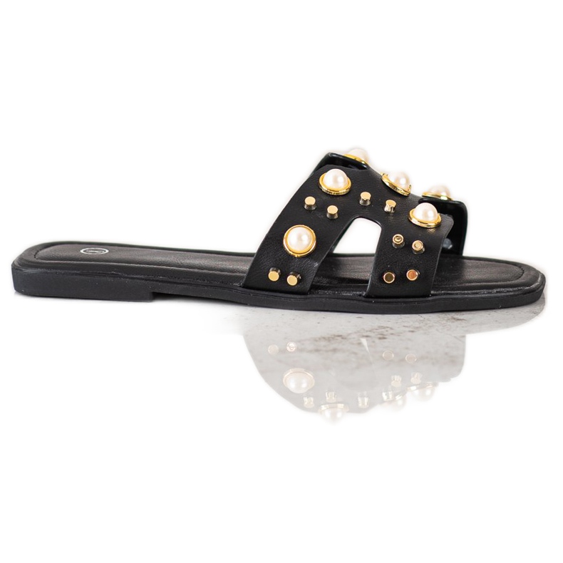 SHELOVET Papuci la modă cu pietre de stras negru