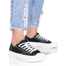 Adidași negri de damă pe talpă groasă Nolita negru