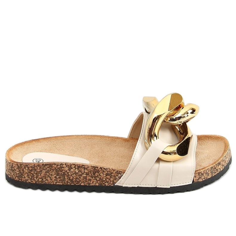 Papuci bej cu lanț gros CK201 Bej