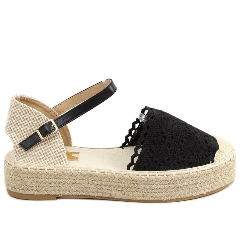 Espadrile din dantelă neagră 919-4 Neagră negru