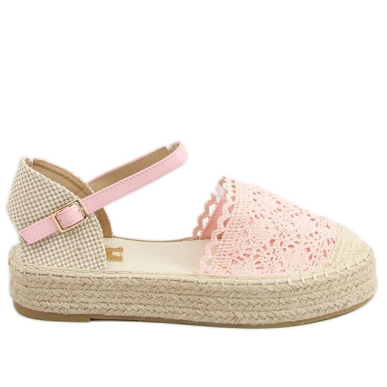 Espadrile din dantelă roz 919-4 Roz