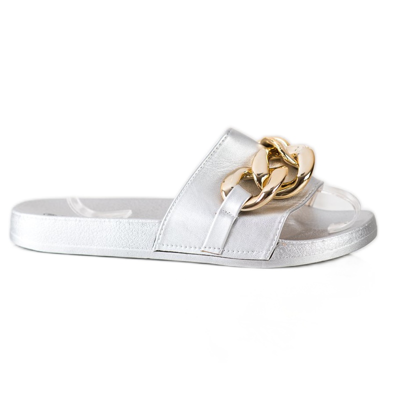 SHELOVET Papuci Argintii Cu Ornament