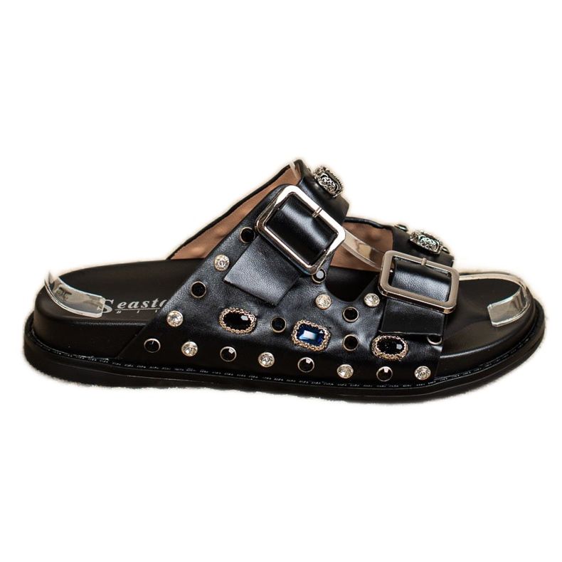 Seastar Papuci la modă cu cristale negru