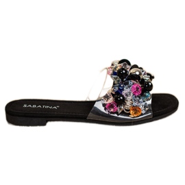 Sabatina Flip Flops transparente cu Ozobami negru