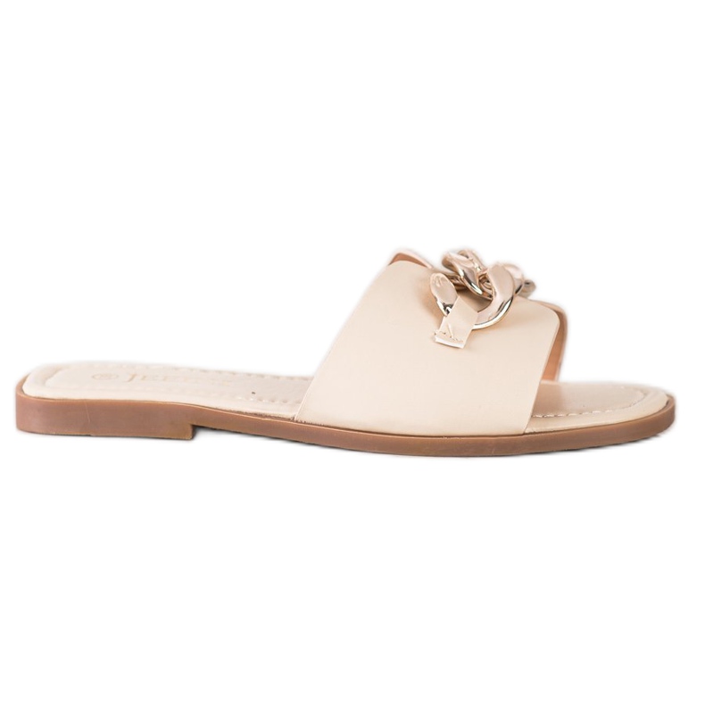 SHELOVET Papuci cu decor auriu bej