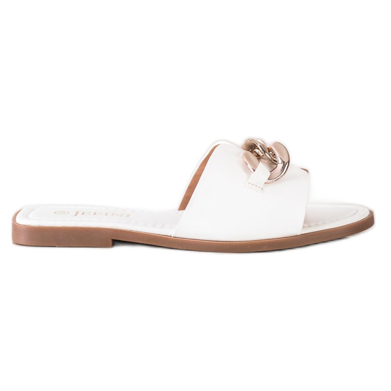 SHELOVET Papuci cu ornament auriu alb