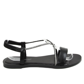 Sandale negre cu zirconii cubice 6793 Negru Sandale negre cu zirconii cubice 6793 Negru