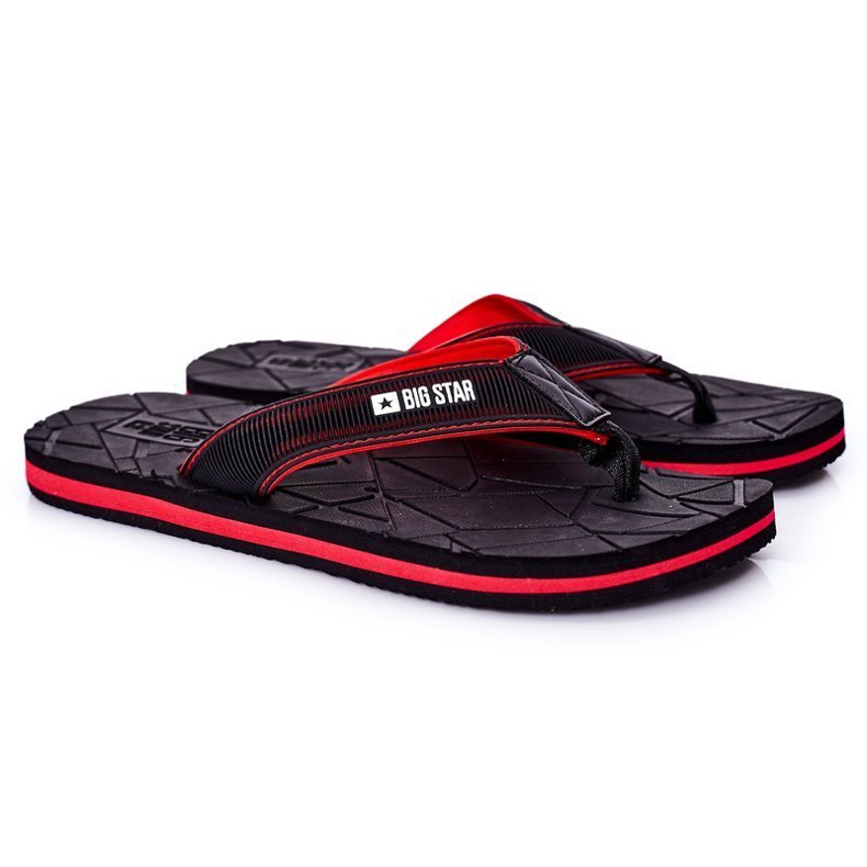 Flip-flops negre pentru bărbați Big Star HH174820 negru roșu