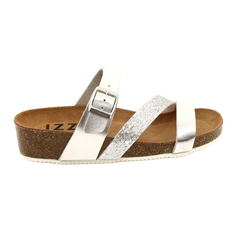 IZZI Insert din piele de dimensiuni flip-flop-sly-sly pentru femei argint