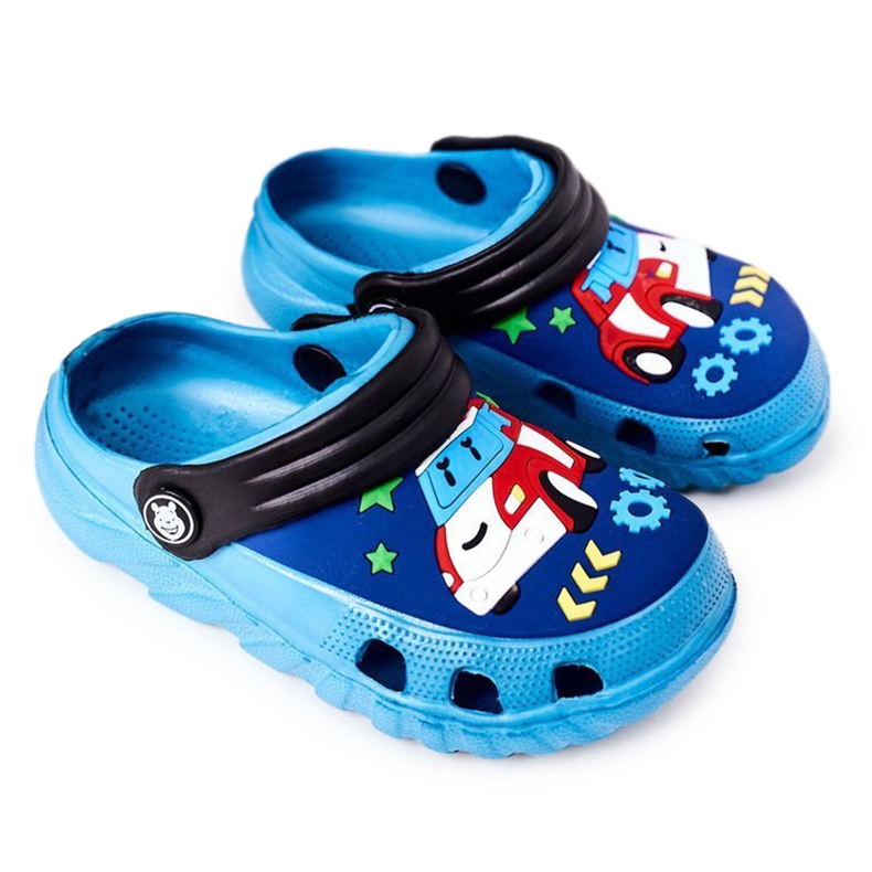 Papuci de spumă pentru copii Crocs Blue Black Oscar negru albastru