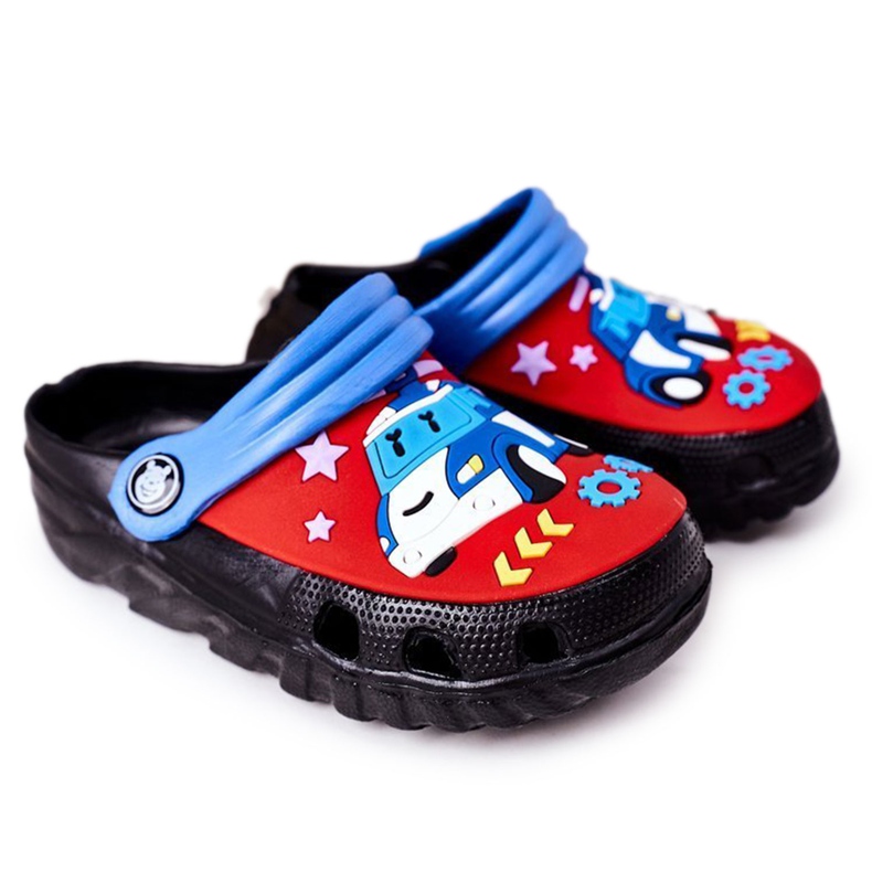 Papuci de spumă pentru copii Crocs Black Blue Oscar negru roșu albastru Papuci de spumă pentru copii Crocs Black Blue Oscar negru roșu albastru