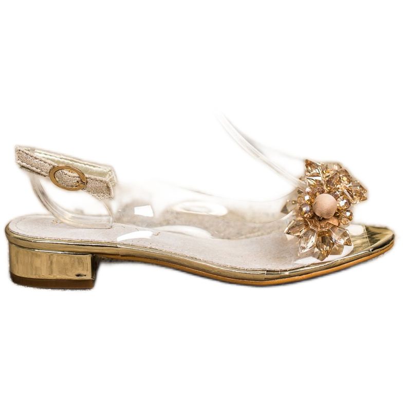 Sabatina Sandale transparente cu cristale de aur