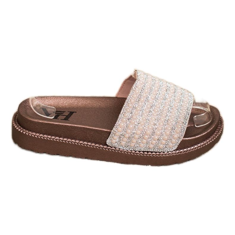 SHELOVET Papuci Pe Platforma Cu Zirconiu Cubic bej de aur