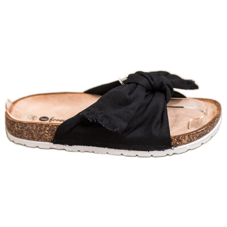 Forever Folie Papuci textile confortabili negru Forever Folie Papuci textile confortabili negru