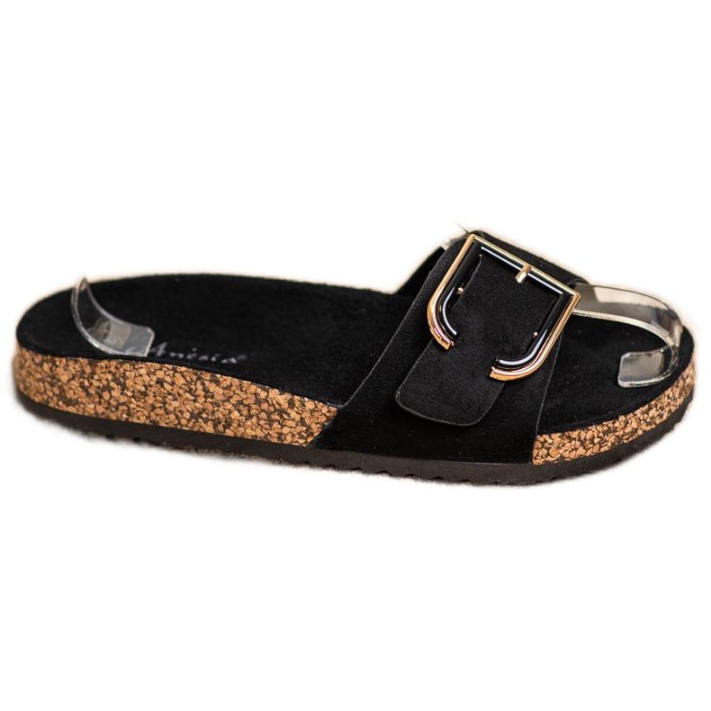 Anesia Paris Papuci casual din piele de căprioară negru