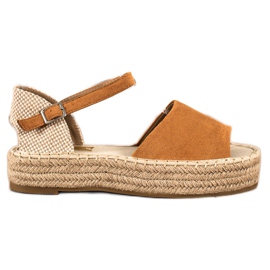 Bestelle Espadrile cu degetul deschis bej maro