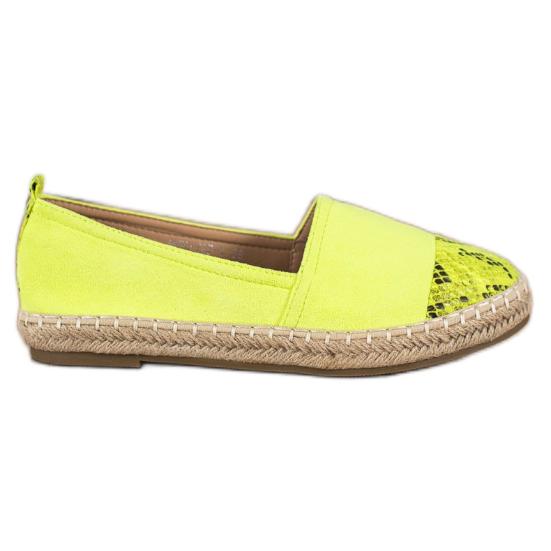 Bestelle Espadrile cu inserție cu imprimeu șarpe verde galben Bestelle Espadrile cu inserție cu imprimeu șarpe verde galben