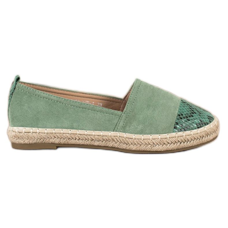 Bestelle Espadrile cu insert cu imprimeu șarpe verde Bestelle Espadrile cu insert cu imprimeu șarpe verde