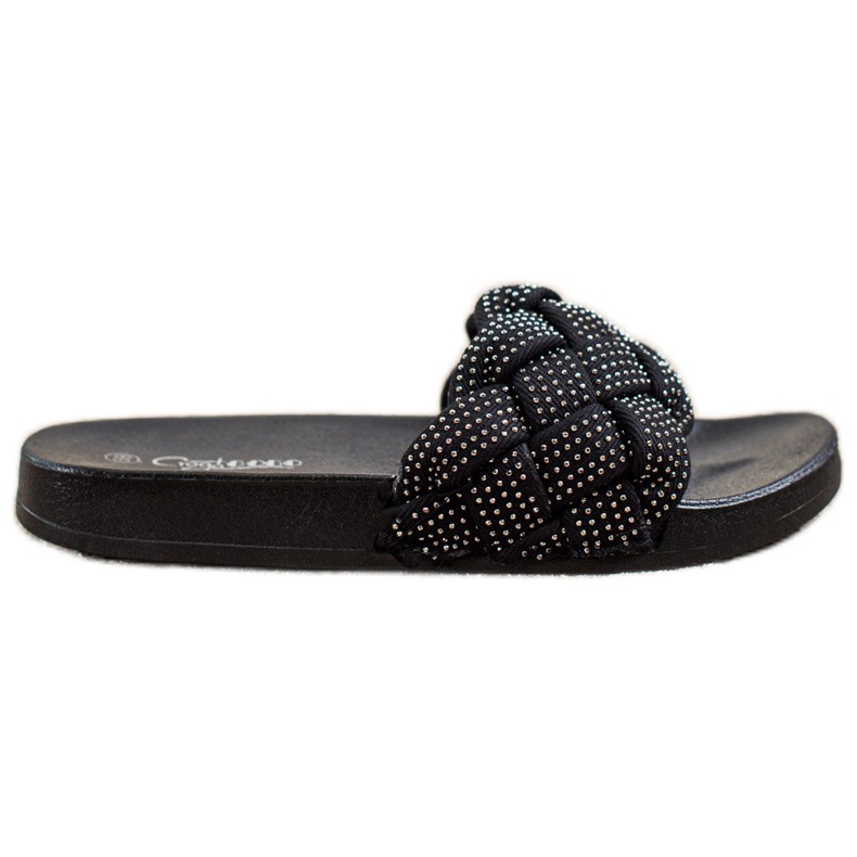 Groto Gogo Papuci din material textil cu cristale negru