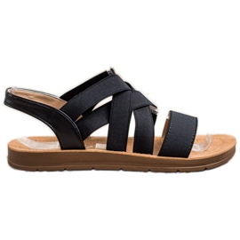 Super Mode Sandale alunecoase cu curele negru Super Mode Sandale alunecoase cu curele negru