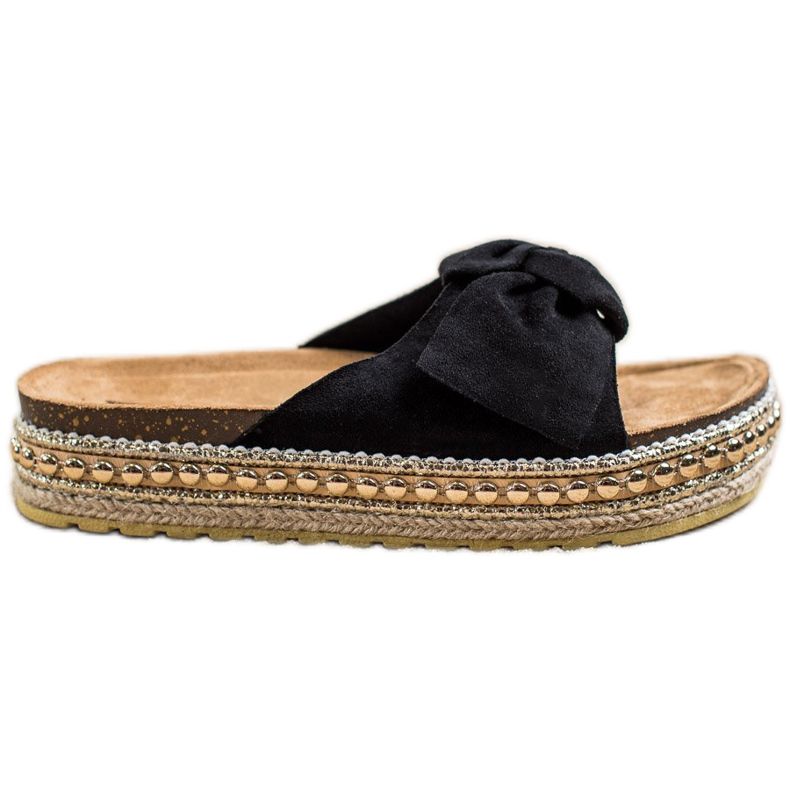 SHELOVET Papuci Espadrile Cu Arc negru