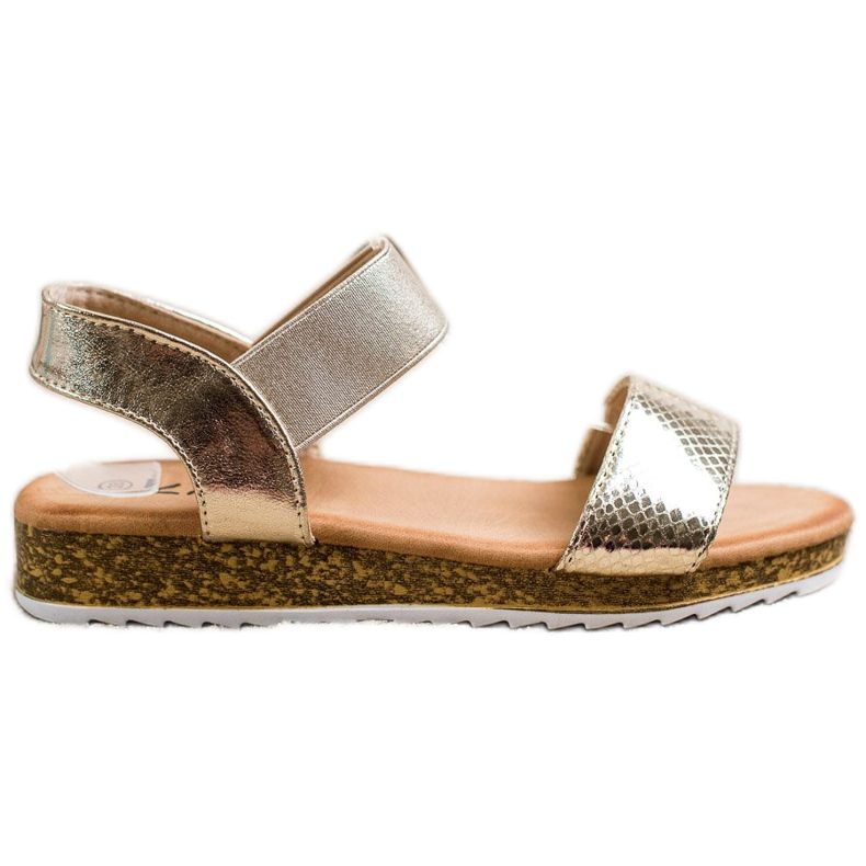 Kayla Sandale din piele ecologică strălucitoare de aur
