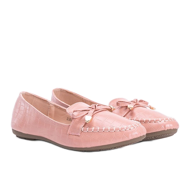 Mocasini roz în modelul pielii de crocodil Miriam