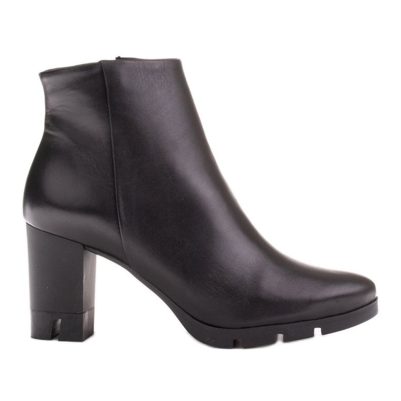 Marco Shoes Cizme îndrăznețe din piele naturală cu toc gros negru