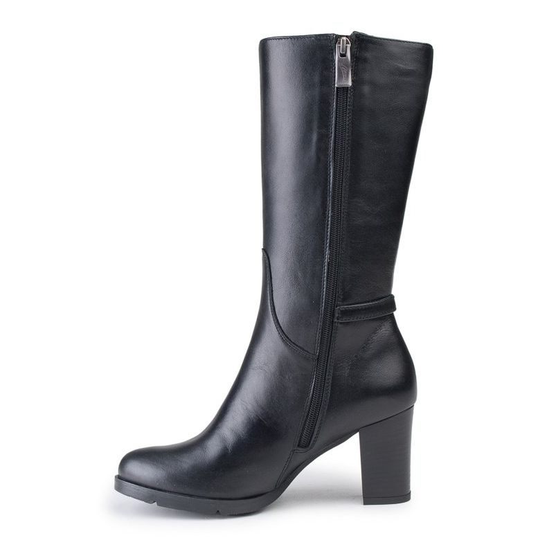 Marco Shoes Cizme clasice din piele neagră neagră cu catarame și curele suplimentare negru