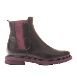Marco Shoes Ghete ușoare cu fund plat din piele de culoare neagră, cu inserție violet negru Marco Shoes Ghete ușoare cu fund plat din piele de culoare neagră, cu inserție violet negru