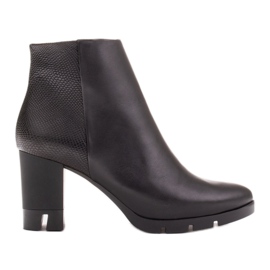 Marco Shoes Cizme îndrăznețe din piele naturală cu toc gros negru Marco Shoes Cizme îndrăznețe din piele naturală cu toc gros negru
