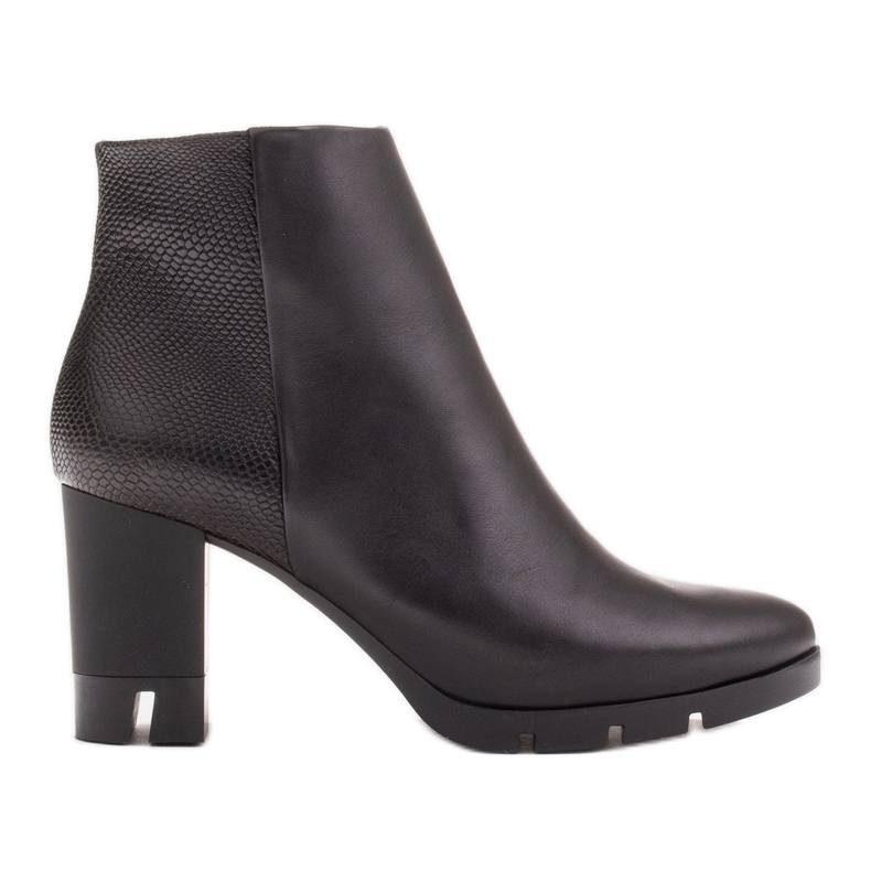 Marco Shoes Cizme îndrăznețe din piele naturală cu toc gros negru