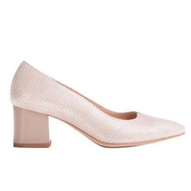Marco Shoes Pantofi bej 1038P cu toc stabil Marco Shoes Pantofi bej 1038P cu toc stabil