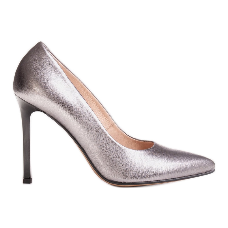 Marco Shoes Stiletto Marco din piele naturală cu toc argint gri