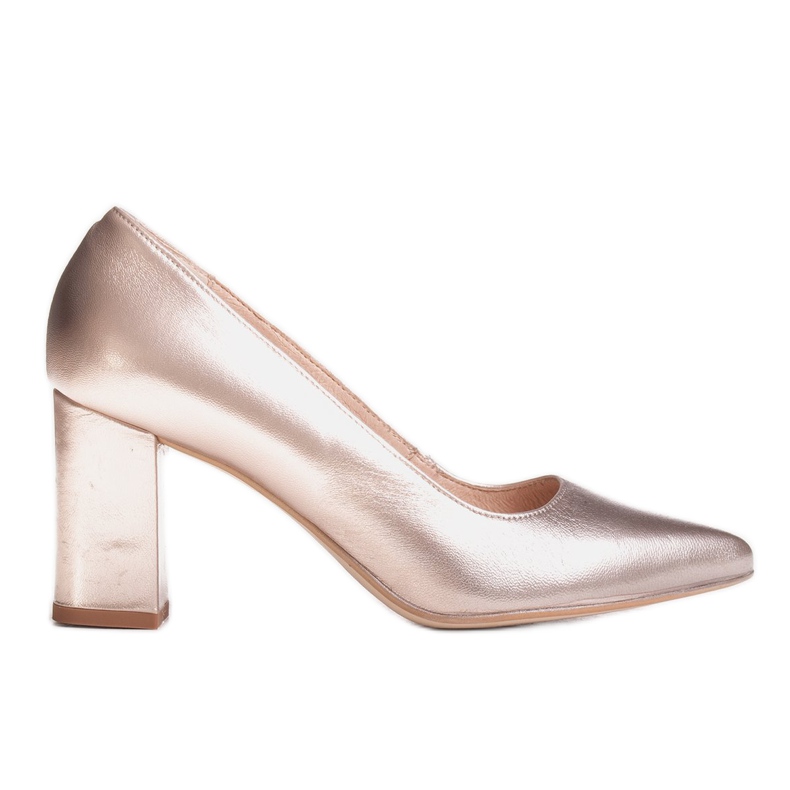 Marco Shoes Pompe de platină 1066P cu toc interesant de aur