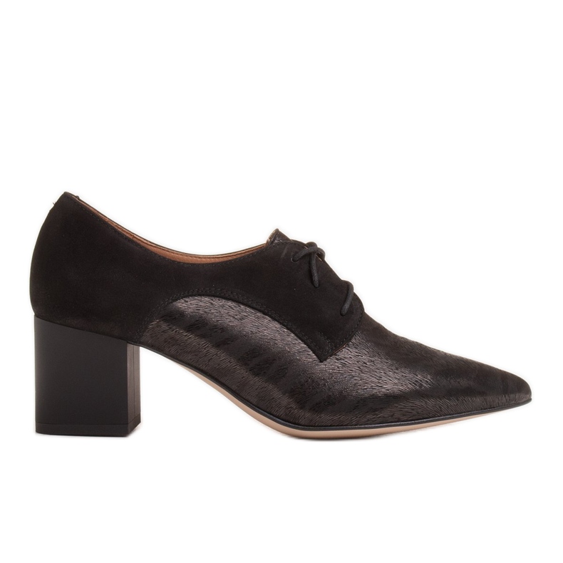 Marco Shoes Pantofi negri cu șiret 1248P din piele de căprioară cu model negru