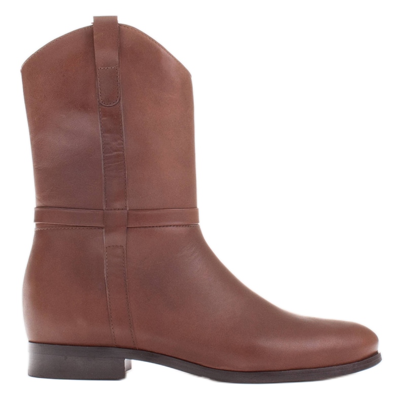 Marco Shoes Cizme Marco cu tocuri mici din piele naturală delicată maro